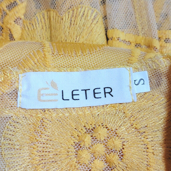 Eleter Yellow Lace Maxi Romper Dress Bohemian Boho Romantic Party Summer Size S - Picture 15 of 16